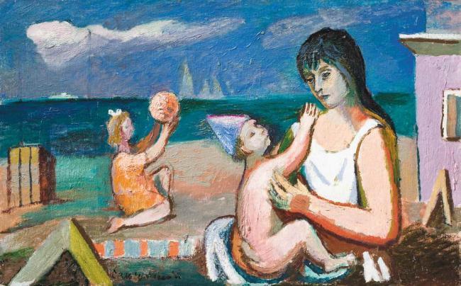 Vacation Inspired by Art History: Roman Selsky, Mother with Child at Beach, 1980s. Encyclopedia of Ukraine. 