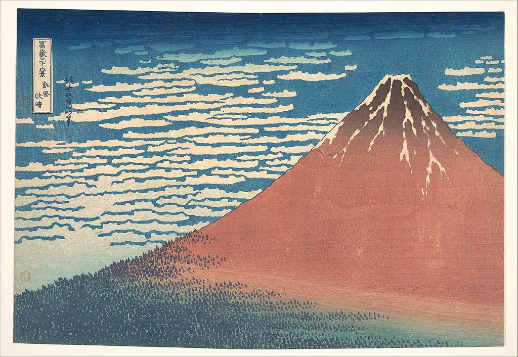 Japonisme Katsushika Hokusai, South Wind, Clear Sky, from Thirty-three Views of Mount Fuji, ca. 1830, Metropolitan Museum of Art, New York City, NY, USA. 