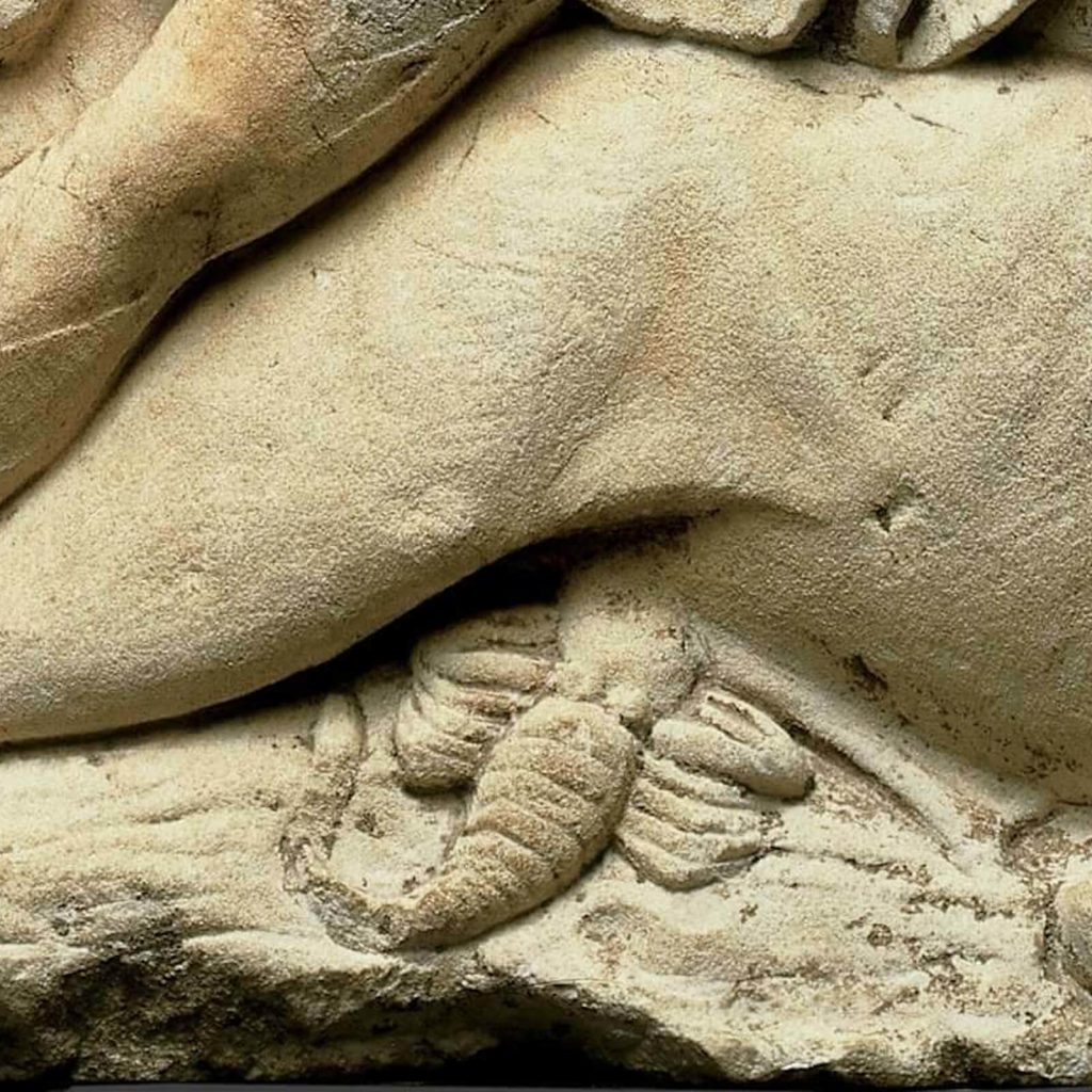Mithras Slaying the Bull: Mithras Slaying the Bull, 150-200 CE, Cincinnati Art Museum, USA. Detail.