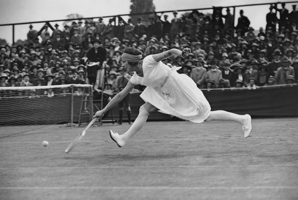 French tennis player Suzanne Lenglen in action at Wimbledon, 1922, Olympics