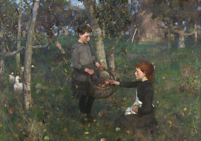 Scottish Impressionists: James Guthrie, In the Orchard, 1886, National Gallery of Scotland, Edinburgh, UK. Detail.
