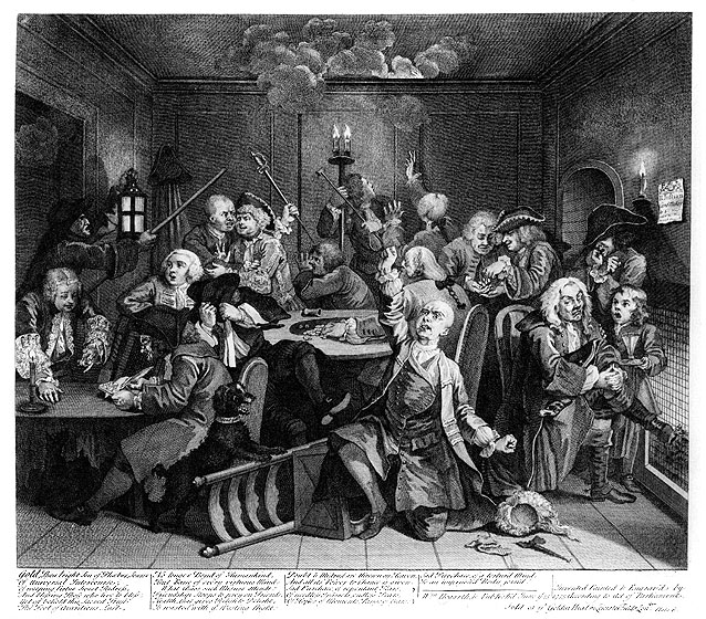 Top 5 Print Series: William Hogarth, A Rake's Progress: VI The Gaming House, 1735