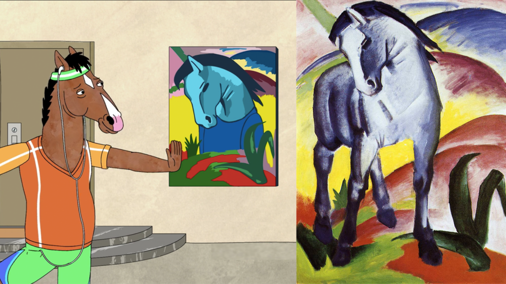 Best DailyArt Magazine Articles: Art reference to Franz Marc's Blue Horse in BoJack Horseman, S2E01. BoJack Horseman/ Netflix.