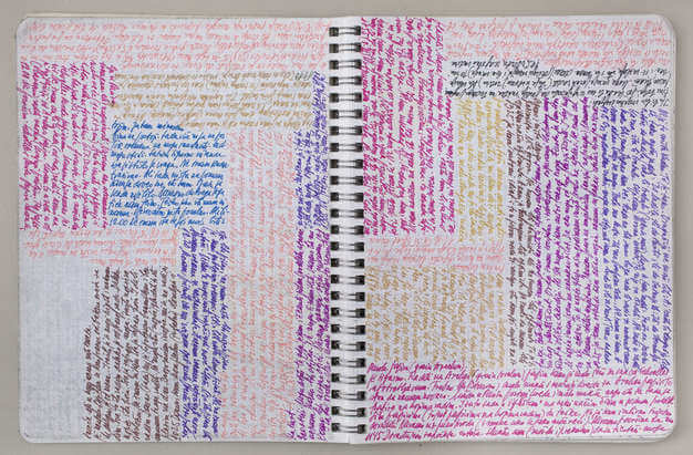 Julije Knifer, Diaries, 1975-2003, colored pens on notebook sheets. Photo by Boris Cvjetanović.