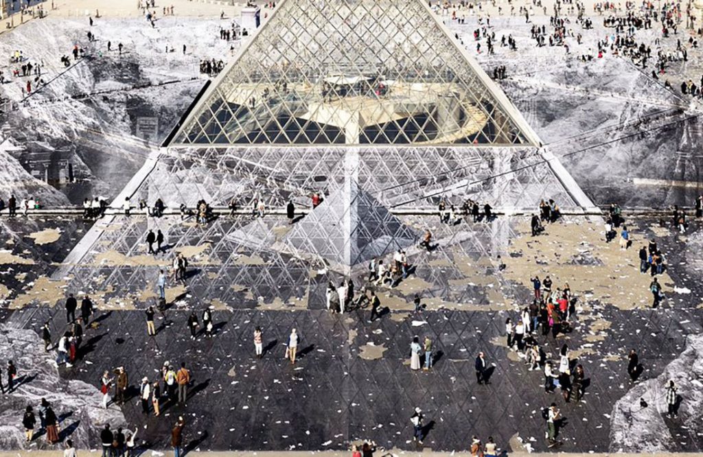 JR Louvre JR, The Secret of the Great Pyramid, Paris, Louvre Museum, 2019. 