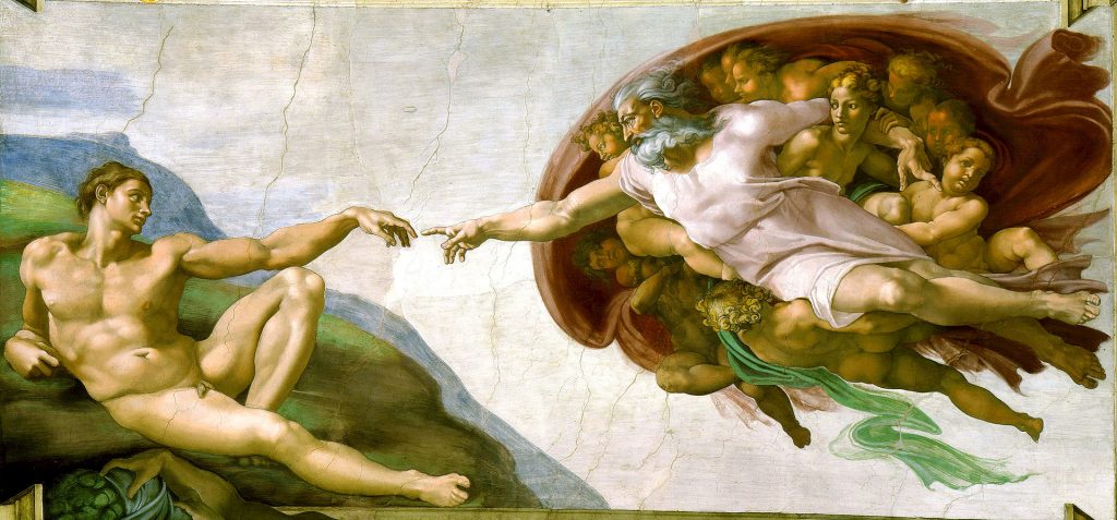 Michelangelo, The Creation of Adam, 1512, Sistine Chapel, Vatican Museums, Vatican City. 