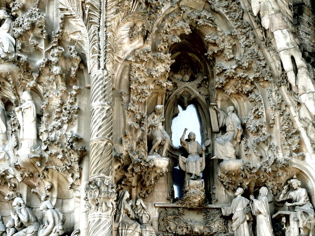 destination Barcelona -Detail of the facade of The Sagrada Família, Barcelona, Spain