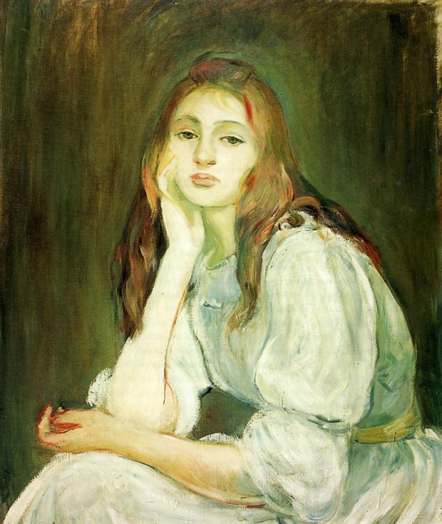 Berthe Morisot: Berthe Morisot, Julie Daydreaming, 1894, private collection. Wikimedia Commons (public domain).
