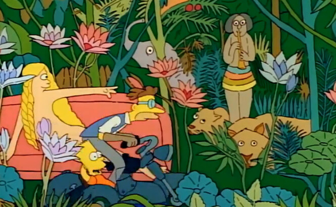 Art reference to Henri Rousseau's The Dream in The Simpsons, S01E11. 