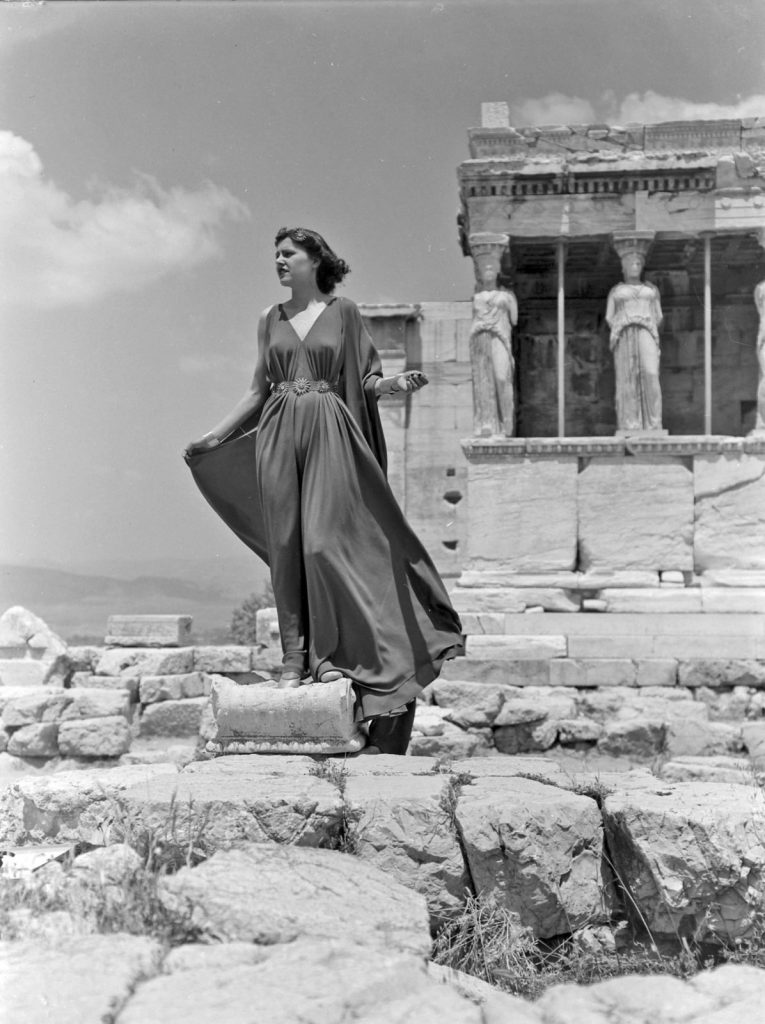 Nelly, Model wearing a dress designed by Yannis Evangelidis, 1937, Benaki Museum, Athens, Greece.