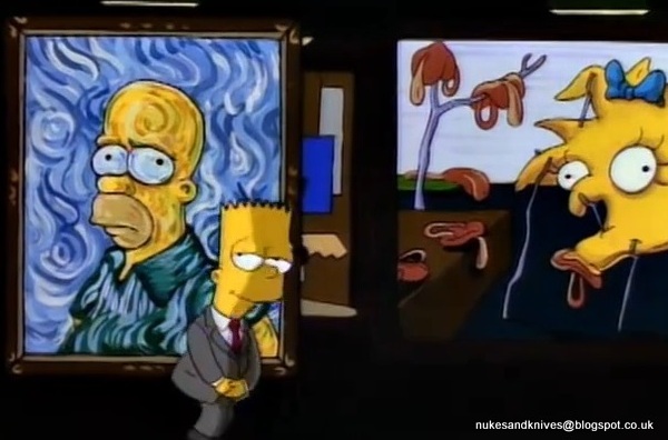 Art References to Vincent van Gogh’s Self-Portrait, and Salvador Dali's Sleep, in The Simpsons, S5E05 (Treehouse of Horror IV).