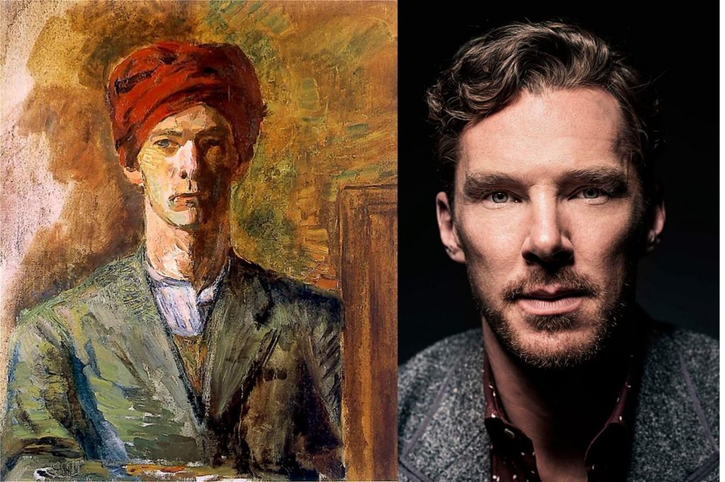 Doppelgängers in Art; Left: Zygmunt Waliszewski, Self-portrait in Red Turban, 1929, National Museum in Warsaw, Warsaw, Poland; Right: Actor Benedict Cumberbatch