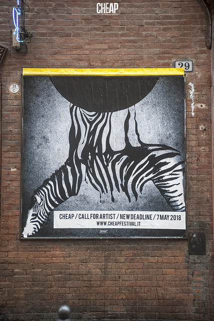 CHEAP street poster art: Z E B R A S, 2018 CHEAP call for artists. Bologna, Italy. 