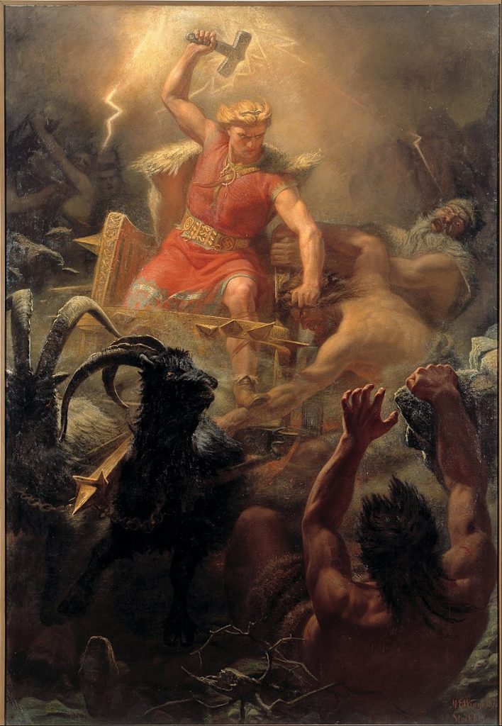 Norse Mythology in Art: Marten Eskil Winge, Tor's Fight with the Giants, 1872, Nationalmuseum, Stockholm, Sweden. Norse Mythology in art