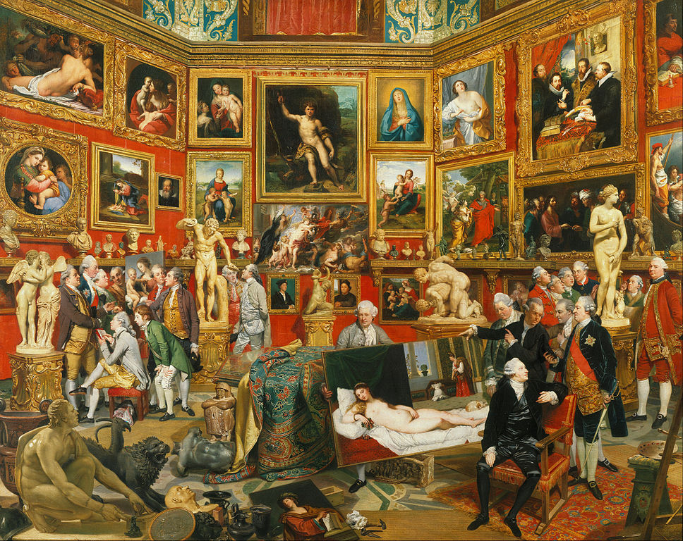 Paintings in paintings. Johan Zoffany, Tribuna of the Uffizi, 1772-8, Royal Collection Windsor Castle, Windsor, UK.