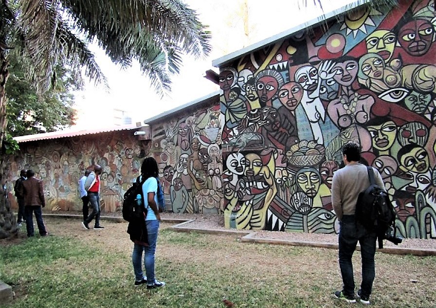 Malangatana Valente Ngwenya, Mural in the backyard of Maputo Natural History Museum, Maputo, Mozambique.