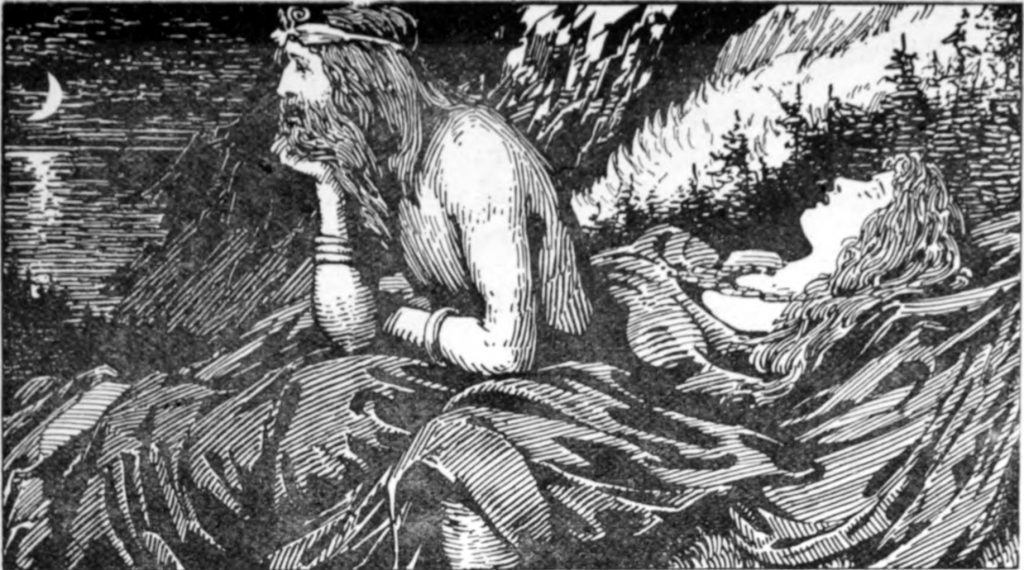 Norse Mythology in Art: W. G. Collingwood, Njörd's desire of the Sea, 1908, Norse Mythology in art