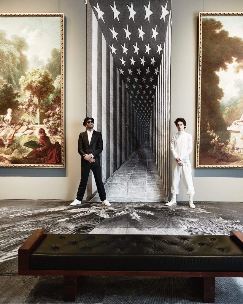 Timothée Chalamet and JR in the Frick Collection, Met Gala 2021, New York, NY, USA. Photo by Julian Ungano. 