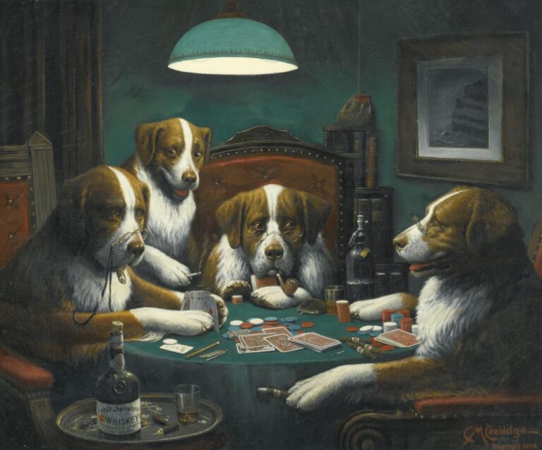 cassius Coolidge: Cassius Coolidge, Poker Game, 1894, private collection. Wikimedia Commons (public domain).
