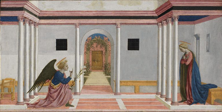 The Fitzwilliam Museum highlights: Domenico Veneziano, The Annunciation, 1442-8, tempera on panel, The Fitzwilliam Museum, Cambridge, England. Art UK.
