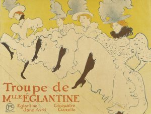 can can paintings: Henri de Toulouse-Lautrec, Troupe de Mlle Églantine, 1896, Victoria and Albert Museum, London, UK.
