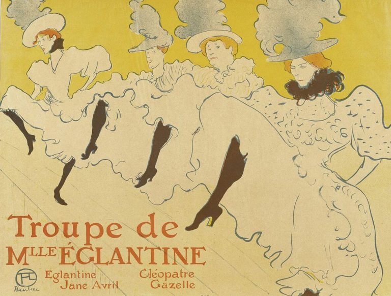 can can paintings: Henri de Toulouse-Lautrec, Troupe de Mlle Églantine, 1896, Victoria and Albert Museum, London, UK.

