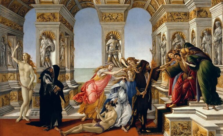 Botticelli Calumny of Apelles: Sandro Botticelli, The Calumny of Apelles, 1495, Uffizi, Florence, Italy.
