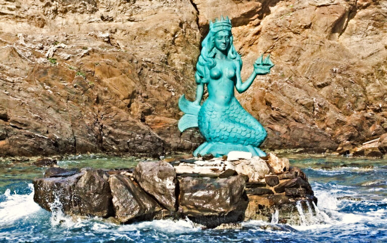 Alexander the Great sister: Statue of a mermaid, Oinousses Islands, Greece. Wikimedia Commons.
