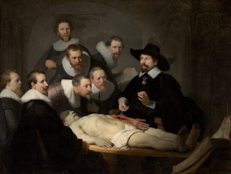 Doctors in Paintings: Rembrandt van Rijn, The Anatomy Lesson of Dr Nicolaes Tulp, 1632, Mauritshuis, The Hague, Netherlands.
