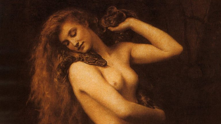 lilith: John Collier, Lilith, 1889, The Atkinson Art Gallery, Southport, UK. Detail.
