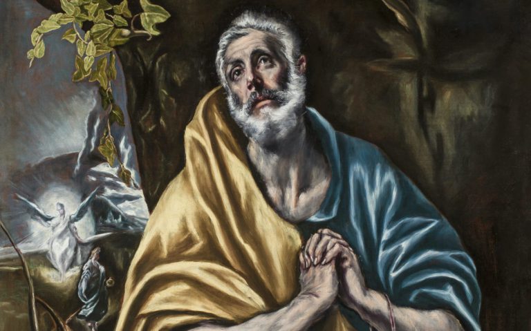 san diego museum staff highlights: Domenikos Theotokopoulos (AKA El Greco; Kryiakos Theotokopoulos). The Penitent St. Peter, ca. 1590-1595. Oil on canvas. Gift of Anne R. and Amy Putnam. 1940.76. Dan Diego Museum of Art, CA, USA.
