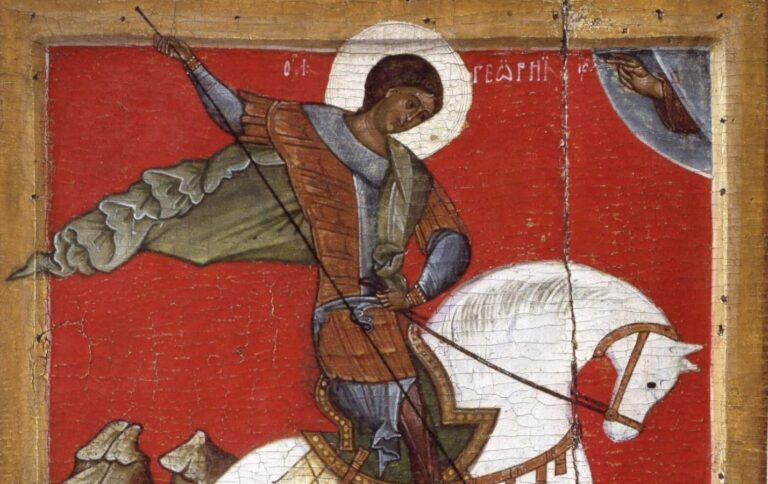 Saint George: Saint George and the Dragon, 15th century, State Russian Museum, Saint Petersburg, Russia. Detail.
