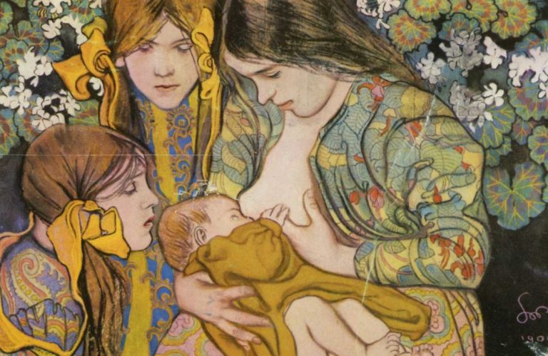 breastfeeding in art: Stanisław Wyspiański, Motherhood, 1905, National Museum in Krakow, Kraków, Poland. Detail.
