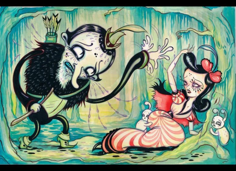 lowbrow art: Camille Rose Garcia, illustration of the Brothers Grimm fairytale “Snow White”, Source: Artsy.
