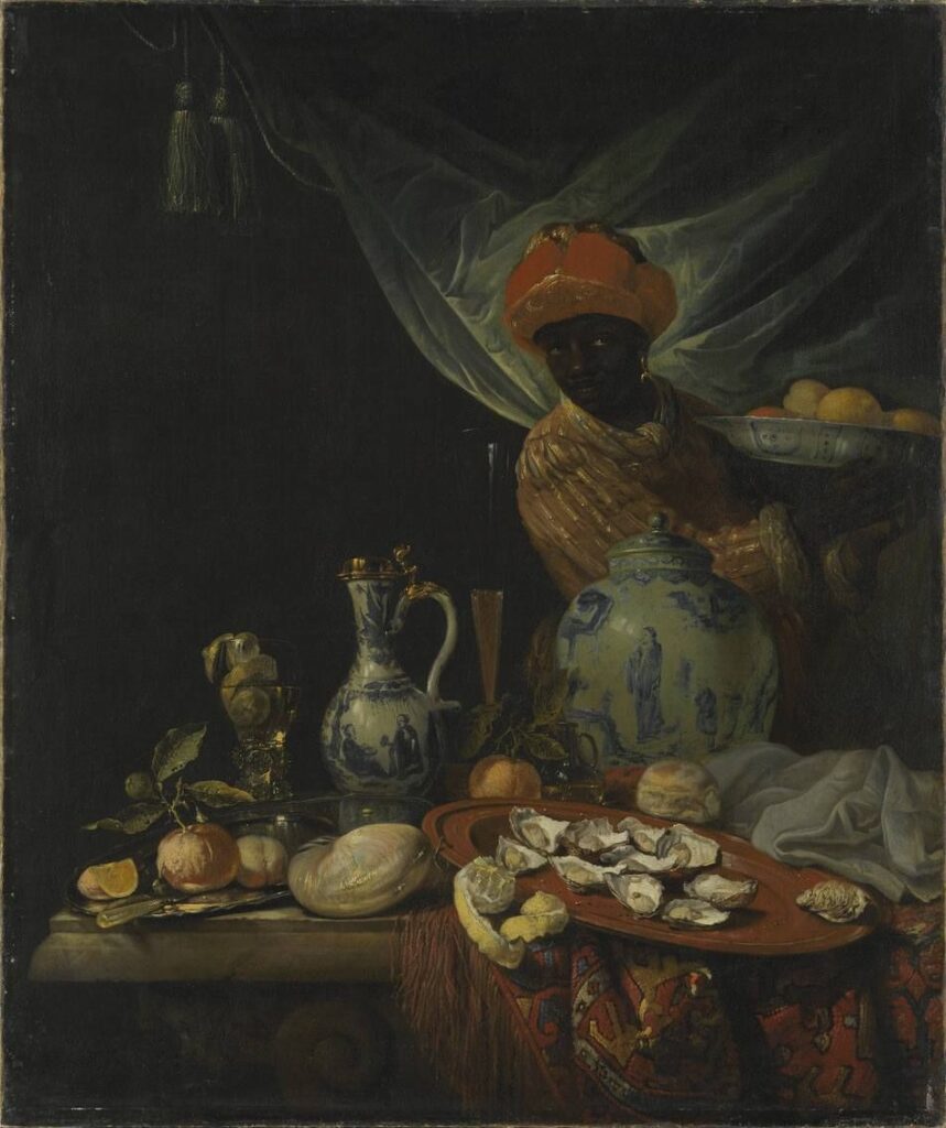 dutch golden age: Juriaen van Streeck, Still Life with a Moor and Porcelain Vessels, c. 1670, Alte Pinakothek, Munich, Germany.
