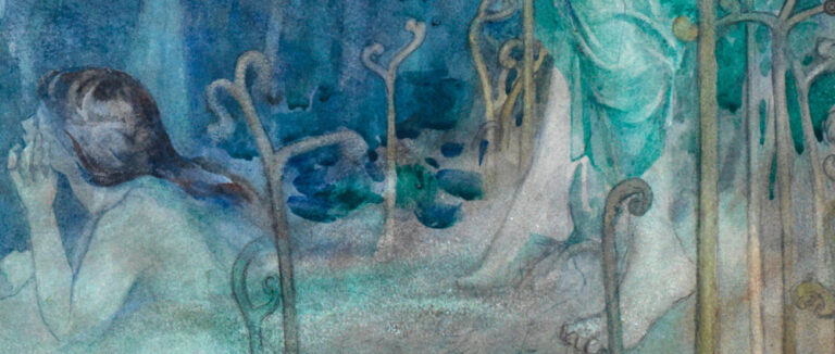 olive hockin: Detail from: Olive Hockin, Pan! Pan! O Pan! Bring Back thy Reign Again Upon the Earth, 1914, private collection

