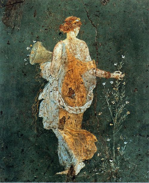 rembrandt's saskia as flora: Flora, (fresco from the Villa di Arianna in Stabiae near Pompeii), 1st century CE, Museo Archeologico Nazionale, Naples, Italy.
