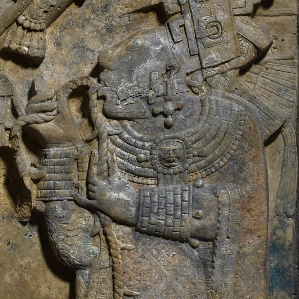 Yaxchilán Lintel 24, 723-726 CE, Limestone, Temple 23, Yaxchilán, Mexico, British Museum, London, UK. Detail.