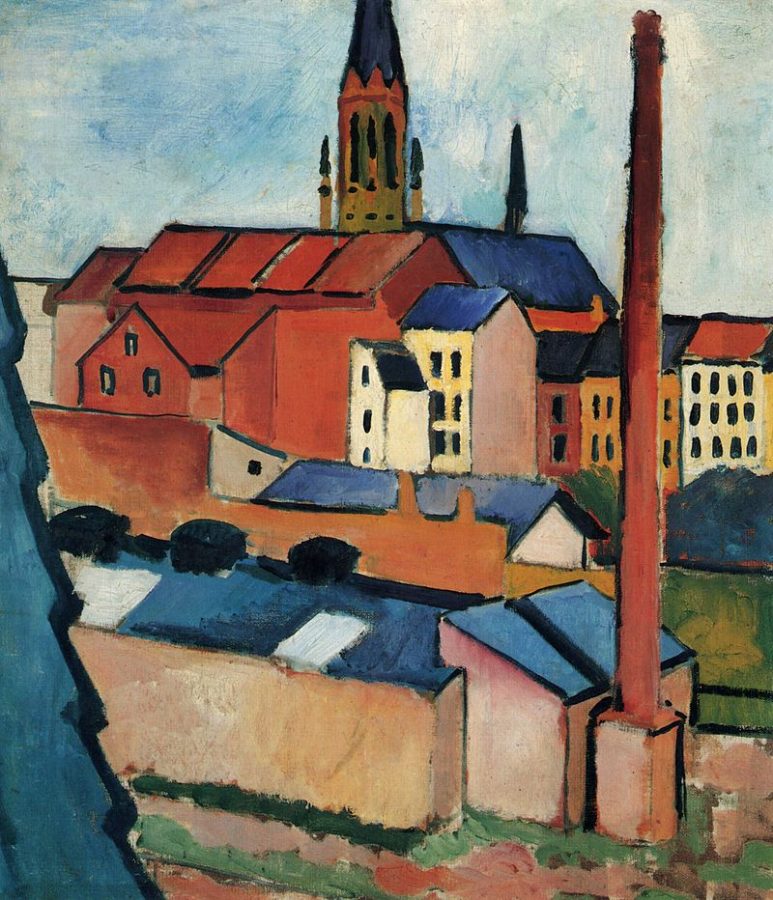 August Macke, St. Mary's with Houses and Chimney (Bonn), 1911, Kunstmuseum, Bonn, Germany.