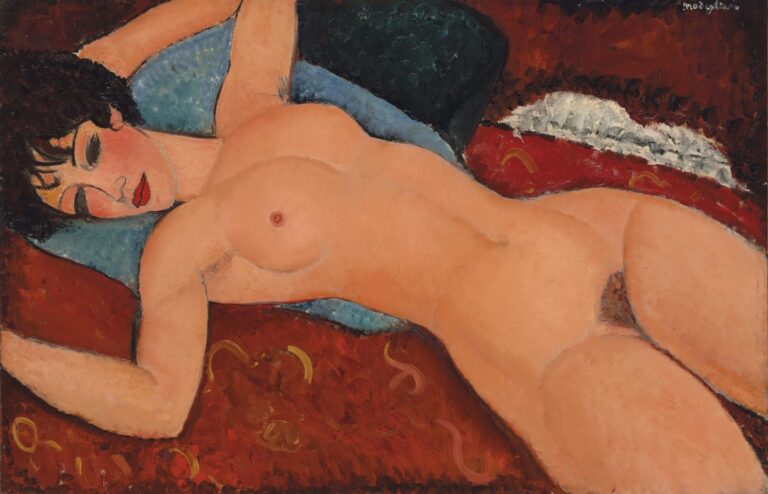 amedeo modigliani nudes: Amedeo Modigliani, Nu couché, 1917-18, private collection. ABC News.
