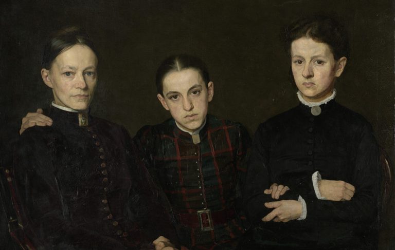 sisters: Jan Veth, Portrait of Cornelia, Clara and Johanna Veth, 1885, Rijksmuseum, Amsterdam, Netherlands. Detail.
