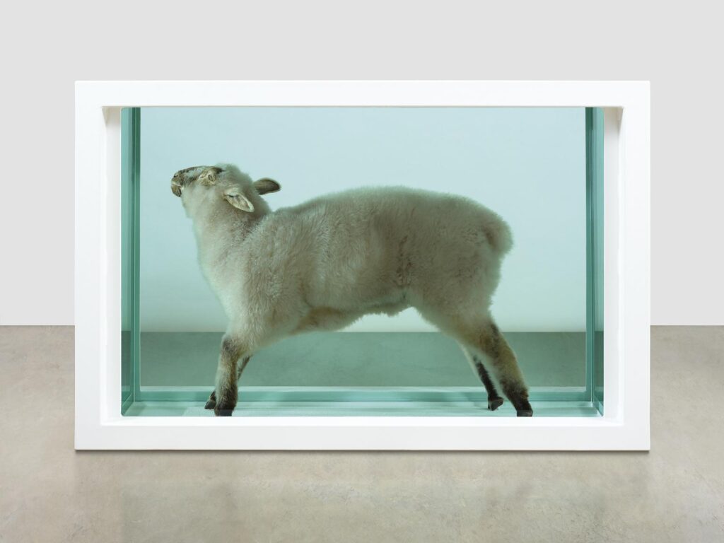 Taxidermy in art: Damien Hirst, Away from the Flock, 1994. Artist’s website.
