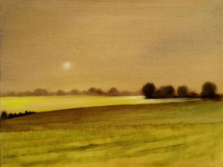 The British Landscape: Alan Harris, Countryside, 1990s, oil on canvas, image reproduced with the kind permission of the artist.
