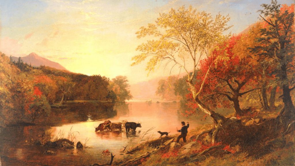 Autumn paintings: Jasper Francis Cropsey, Autumn on the Hudson, c. 1860, De Young Museum, San Francisco, CA, USA.
