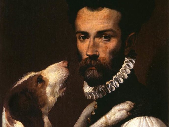 Dogs in Paintings: Bartolomeo Passarotti, Portrait of a Man with a Dog, 1585, Musei Capitolini, Rome, Italy.

