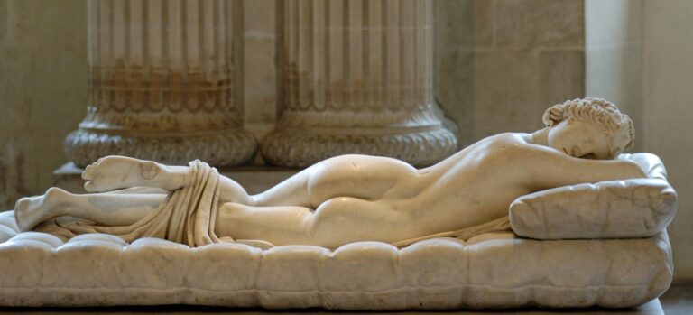 Best Bums in Art: Borghese Sleeping Hermaphroditus, artist and date unknown, mattress sculpted by Gian Lorenzo Bernini in 1620, Louvre, Paris, France.
