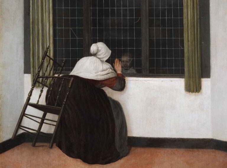 Jacobus Vrel: Jacobus Vrel, A Seated Woman Looking at a Child through a Window, Fondation Custodia, Frits Lugt Collection, Paris, France. Detail.
