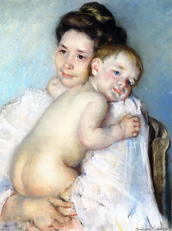 Art for Babies: Mary Cassatt, The Young Mother or Mother Berthe Holding her Baby, 1900, private collection. Wikimedia commons (public domain).