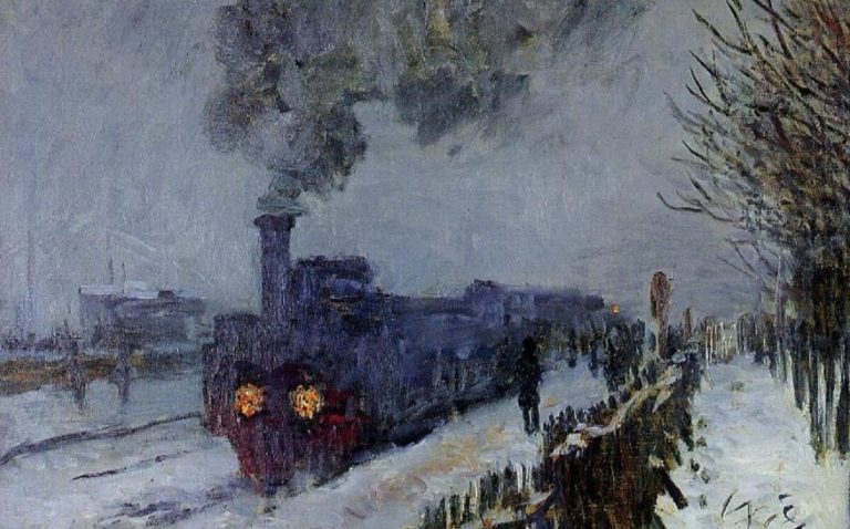 claude monet train snow: Claude Monet, The Train in the Snow, 1875, Musée Marmottan, Paris, France. Detail.

