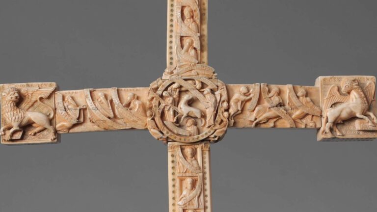 Cloisters Cross: The Cloisters Cross (detail of verso), c. 1150-60 CE, British, walrus ivory. The Cloisters Collection, New York. metmuseum.org
